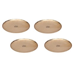  10.5 Inches, Pure Bronze Kansa Thali Plate with Hammered Design, Home Hotel Restaurant, Dinnerware and Serveware, Set of 4