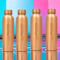 ROYALSTUFFS Set of 4 Master Copper Bottle Seamless| Leak Proof Joint Less Indian Ayurveda Health Benefits Water Drinking More for Healthy Lifestyle- 900 Ml
