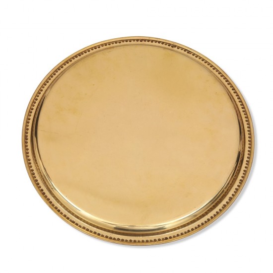 4 Small Handmade Pure Brass Plate Dish Embossed Design Round Shape Plates Set (8 Inch)