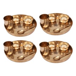  Set of 4 Plate Kansa Bronze Bhojan/Dinner/Thali 5 Items Size 10 Inch