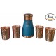 ROYALSTUFFS Pure Copper Bedside Water Carafe |Premium Quality Copper Bottle with 4 Hammered Glasses Tumbler for Water| Leak Proof | Ayurvedic Health Benefits -1000 ml
