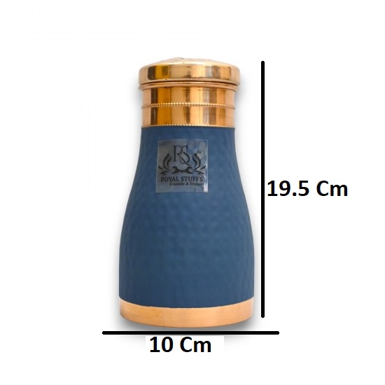 ROYALSTUFFS Pure Copper Bedside Water Carafe |Premium Quality Copper Bottle with 4 Hammered Glasses Tumbler for Water| Leak Proof | Ayurvedic Health Benefits -1000 ml