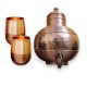 ROYALSTUFFS Copper Water Dispenser Container Pot/Matka/Ghada - (Premium Hammer) With 2 Copper Glasses 5000 Ml | Copper Water Tank With Combo of 2 Dholak Glasses