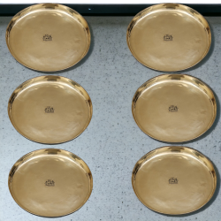 Set of 6 Pure Bronze Kansa Plate for Dining, Serving & Gifting (12.5 Inch)
