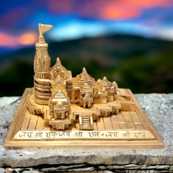 ROYALSTUFFS Brass Shri Ram Mandir Ayodhya Miniature for Home Decor Puja Mandir Decor Showpiece Gift Item (Weight - 2.6 Kgs)