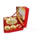ROYALSTUFFS  Silver Plated Gold Polished,Designer Set of 6 Small Bowl & 1 Big Bowl 6 Small Spoon & 1 Big Spoon and 1 Tray