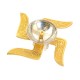 ROYALSTUFFS Akhand Brass Diya - Swastik Design with Red Velvet Box ( Length 4 Inch)