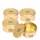 ROYALSTUFFS Pure Brass Gold Hammered Laddu Box,Lunch Box,Storage Box Set Of - 4