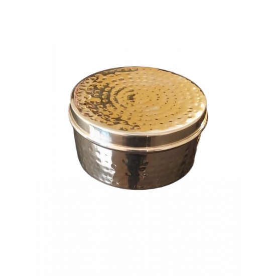 ROYALSTUFFS Pure Brass Gold Hammered Laddu Box,Lunch Box,Storage Box Set Of - 4