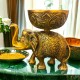 ROYALSTUFFS Metal Elephant Dry Fruit Bowl Showpiece Gold Polish for Your Home,Office Table & Gift Article,Animal Decorative Showpiece Figurines (640 Gram)