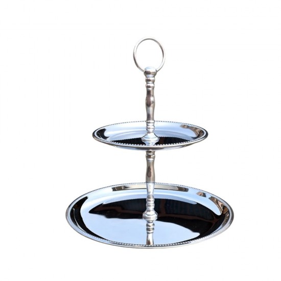 ROYALSTUFFS Cake Stand/Serving Platter for Home and Bakery Stainless Steel Cake Server  (Silver, Pack of 1)