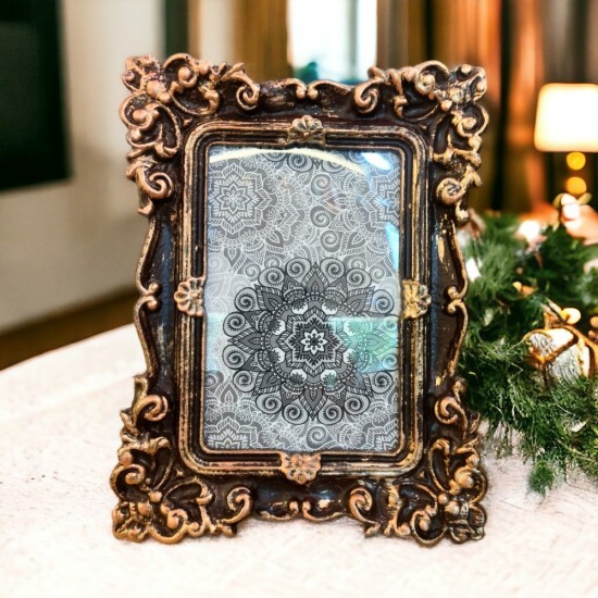 ROYALSTUFFS  Antique Metal Photo Frame – 6×8 inch, Brown Antique