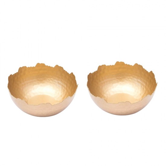 ROYALSTUFFS Gift Packing / Decorative Bowl / Candle Holder Hammered Bowl – 4 inches Gold (160 Gram)