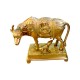 ROYALSTUFFS Kamdhenu Collections Brass statue Cow And Calf Statue Showpiece  5 inches height