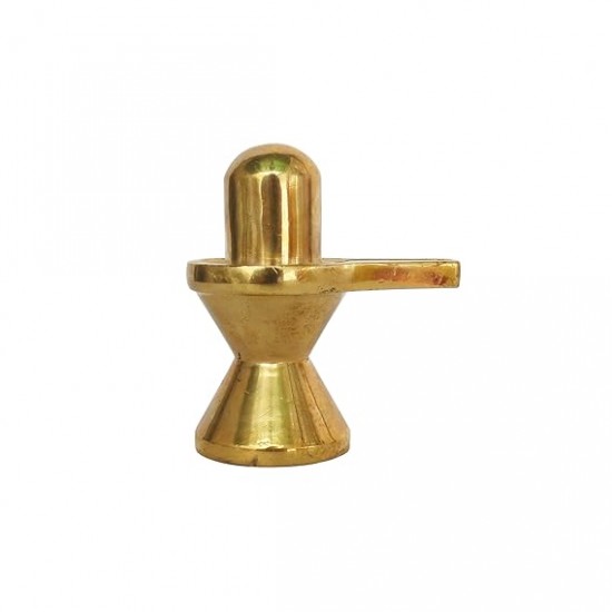 ROYALSTUFFS Handmade Brass Statue Small Shivling Idol Sculpture Murti Ideal for Home, Mandir and Temple Religious Gifts Showpiece Statue - Golden (530 Gram)