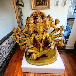 ROYALSTUFS Brass Lord Panchmukhi Hanuman Statue Idol In Five Face Avatar For Home & Office