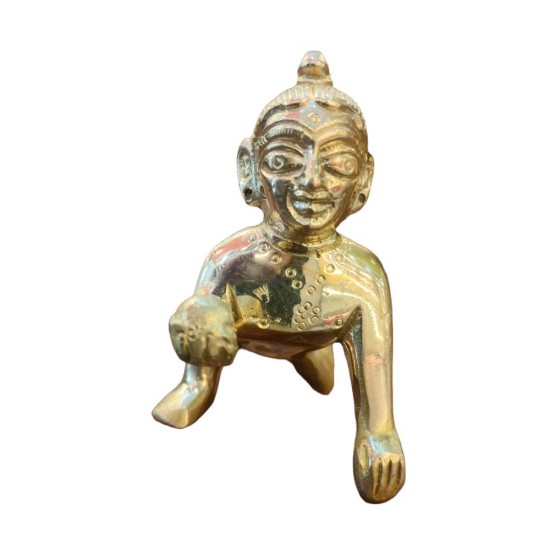 ROYALSTUFFS  Brass Laddoo Gopal, Baby Krishna,Idol Statue Sculpture, Brass Laddu Gopal Kishan, Thakurji Murti Idol Statue, Laddu Gopal Idol, Bal Gopal Murti | Weight - 270 Grams
