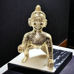 ROYALSTUFFS  Brass Laddoo Gopal, Baby Krishna,Idol Statue Sculpture, Brass Laddu Gopal Kishan, Thakurji Murti Idol Statue, Laddu Gopal Idol, Bal Gopal Murti | Weight - 530 Grams