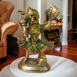 ROYALSTUFFS Hanuman murti Idol Brass / Bajrang Bali Idol to Protect from All Kind of Negative Energy/for Good Luck, Success and Prosperity (610 Gram)
