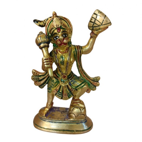 ROYALSTUFFS Hanuman murti Idol Brass / Bajrang Bali Idol to Protect from All Kind of Negative Energy/for Good Luck, Success and Prosperity (610 Gram)