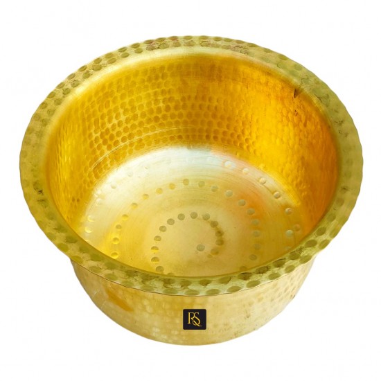 1L Brass Mathar Tope - Hammered Brass Cookware Patila (1 Litre)