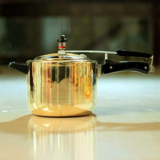 5 L - Brass Pressure Cooker with Kalai Coating Inside - 5Liters