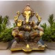 Ganesh Statue Brass - Coloured