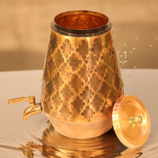 5 Liter Pure Copper Water Dispenser - Conical Antique Kangura Design - 5000 ML