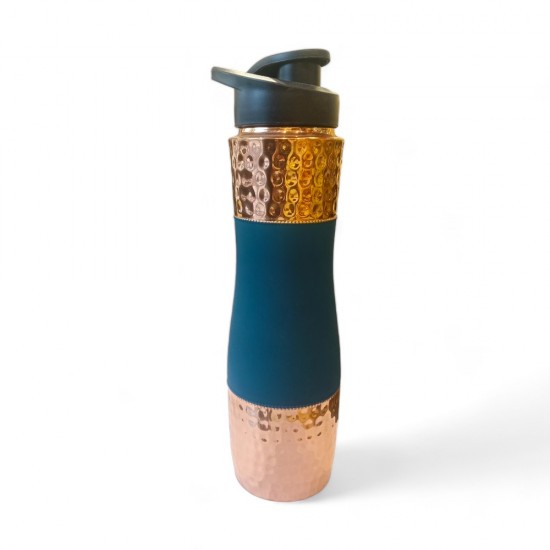 Designer Copper Hammered Sipper Bottle with Silicone Grip - 1 Liter