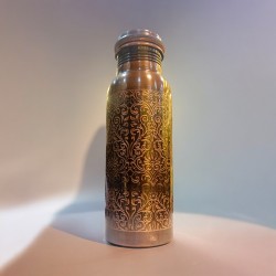 Laser Etching Antique Pure Copper Water Bottle - 1 Liter