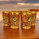 Colorful Enamel Finish Brass Glass Set - Set of 6