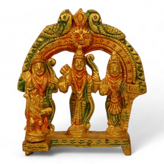 4-Inch Handmade Pure Brass Ram Darbar Idol