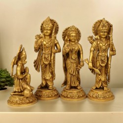 16-Inch Handmade Antique Pure Brass Separate Ram Darbar Idol - 18 Kg.