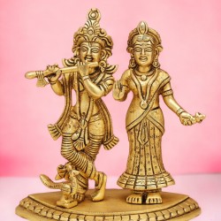 Handmade Brass Antique Finish Radha Krishna Ji - 6 Inch