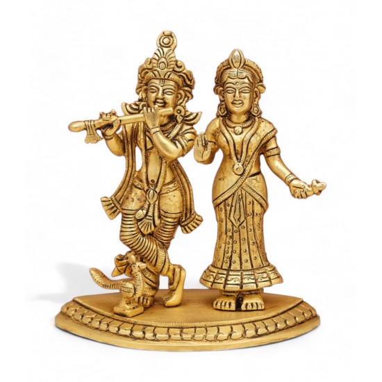 Handmade Brass Antique Finish Radha Krishna Ji - 6 Inch