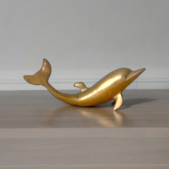 Golden Brass Dolphin Figurines - 13 Inch,