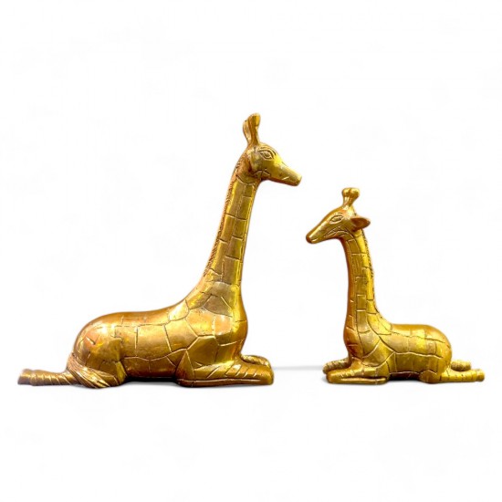 Pair of Brass Antique Finish Giraffe - 9 Inch