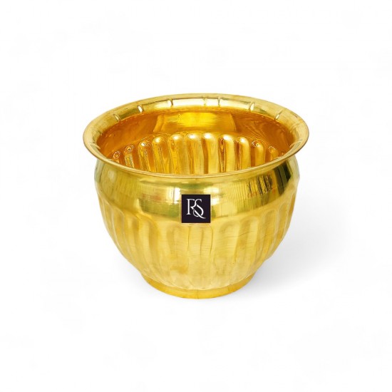 BRASS DECORATIVE ROUND SHAPE  FLOWER POT - 6 INCH