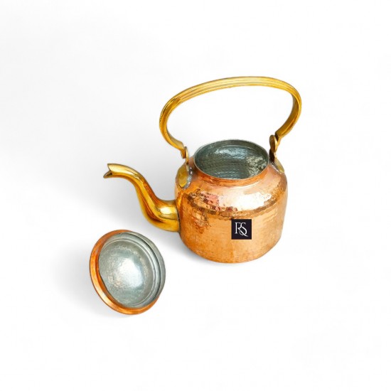 MUGHLAI DESIGN COPPER TEA KETTLE WITH TIN LINING - A REGAL BREWING EXPERIENCE - 600 ML