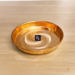 Traditional Design Pure Copper Plate with Circular Ring Design - 9-inch Diameter