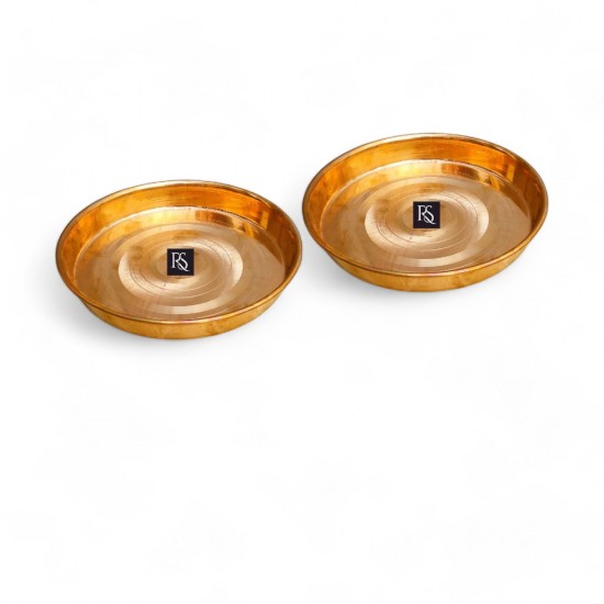 SET OF 2 Traditional Design Pure Copper Plates with Circular Ring Design - 11 Inch Diameter