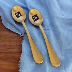 Set of 2 Brass Baby Spoons with Matte Finish Design