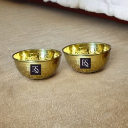 Handcrafted Pure Brass Hammered Round Shaped Bowl -150ml