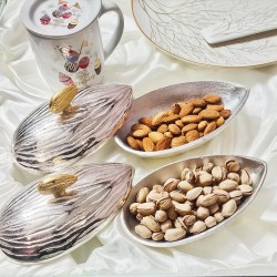 RoyalStuffs Set of 2 Handcrafted Almond Aluminum Dry Fruit Boxes