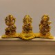 ROYALSTUFFS Laxmi Ganesha Saraswati with Diya for Pooja Gold Color Plated Decorative Showpiece