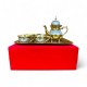 ROYALSTUFFS Brass Gold & Silver Tea Set with Red Velvet Box