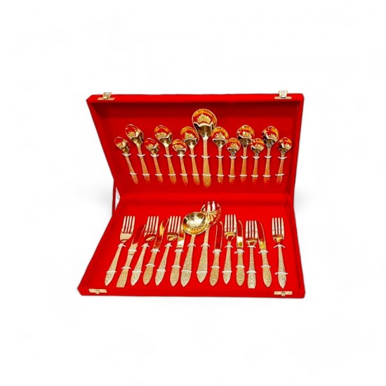 Brass Golden Plated Cutlery Set 27 Pieces