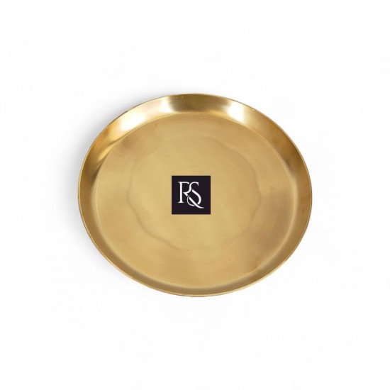 12 Inch Handcrafted Brass Plate/Thali, Matte Finish